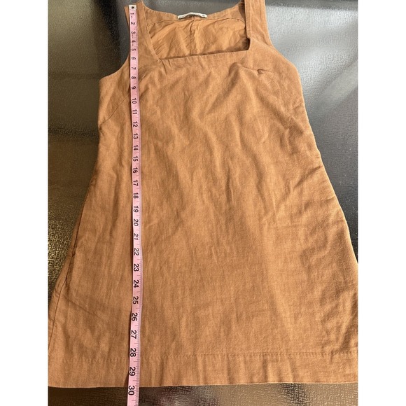 Abercrombie Fitch Linen Blend Camel Brown Mini Dress Womens XS Coastal Beachy - Picture 5 of 6